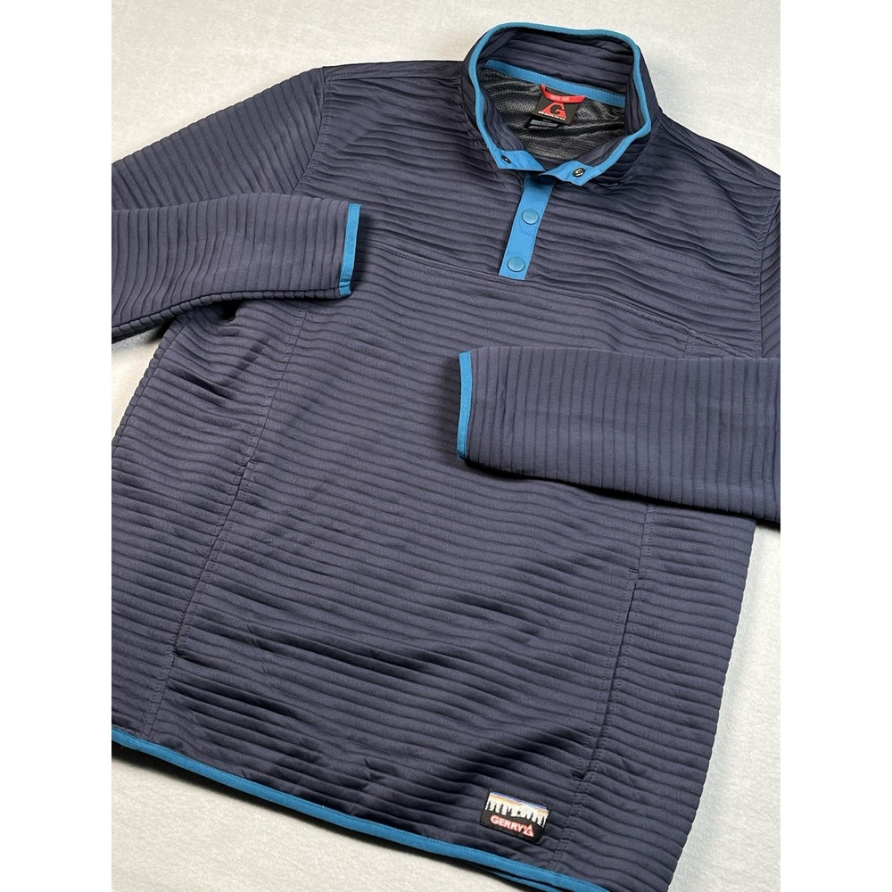 Gerry 1/4 Ottoman Snap Pullover Men‎ Large Blue Poly Jacket Sweatshirt Quick Dry